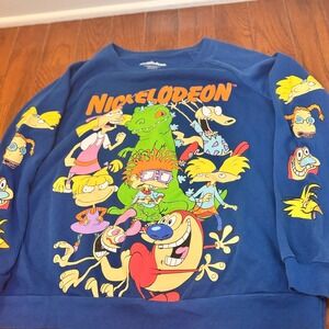 Vintage Nickelodeon Rugrats Blue Sweatshirt XXL Blue Crew Neck Long Sleeve 90s
